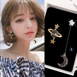 Star Moon Asymmetric Earrings